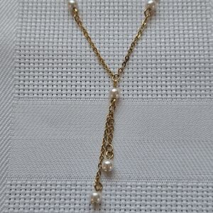 Vintage Gold & Pearl Drop Necklace
